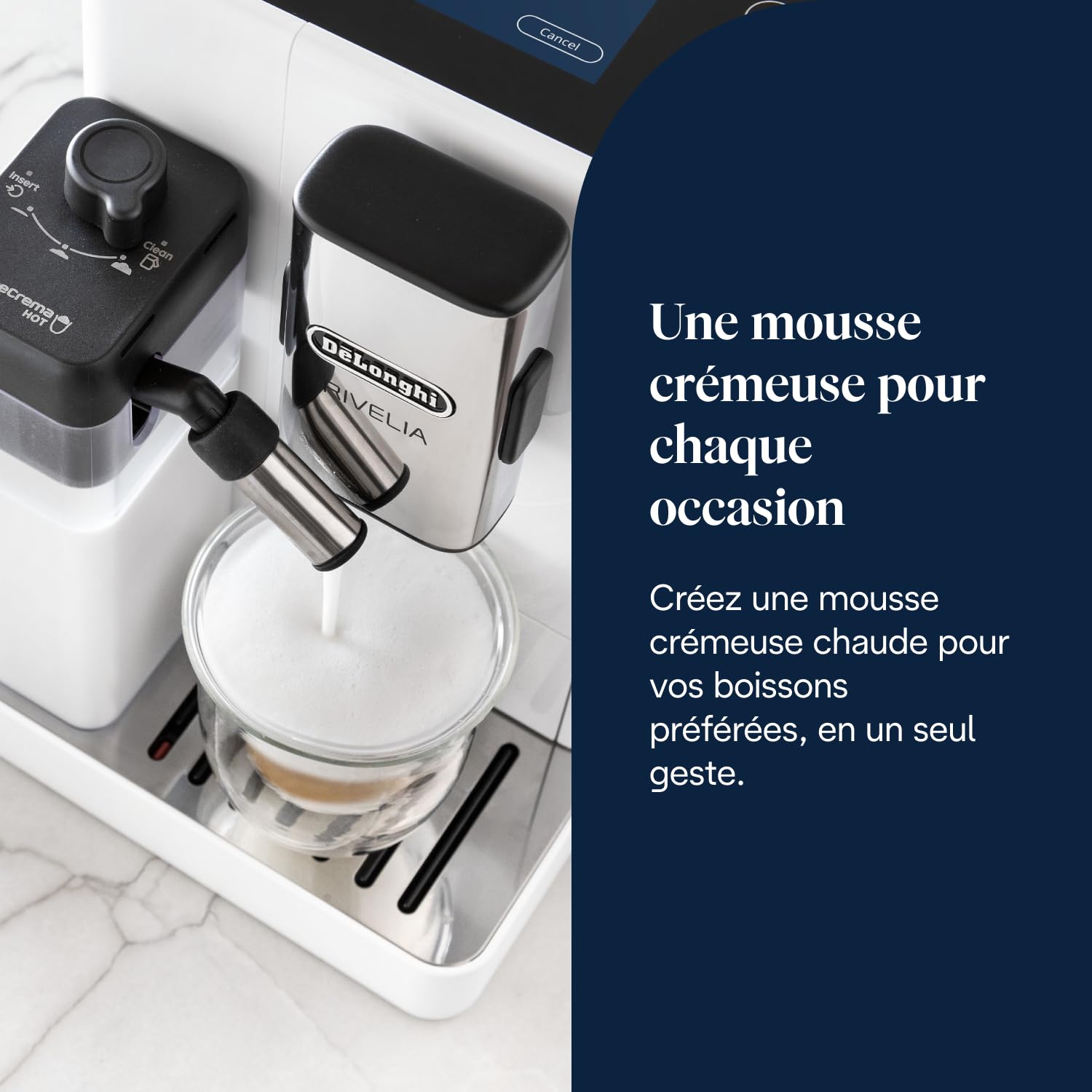 Rivelia - Perfetto Machine à Café Automatique avec LatteCrema Mousseur, Blanc