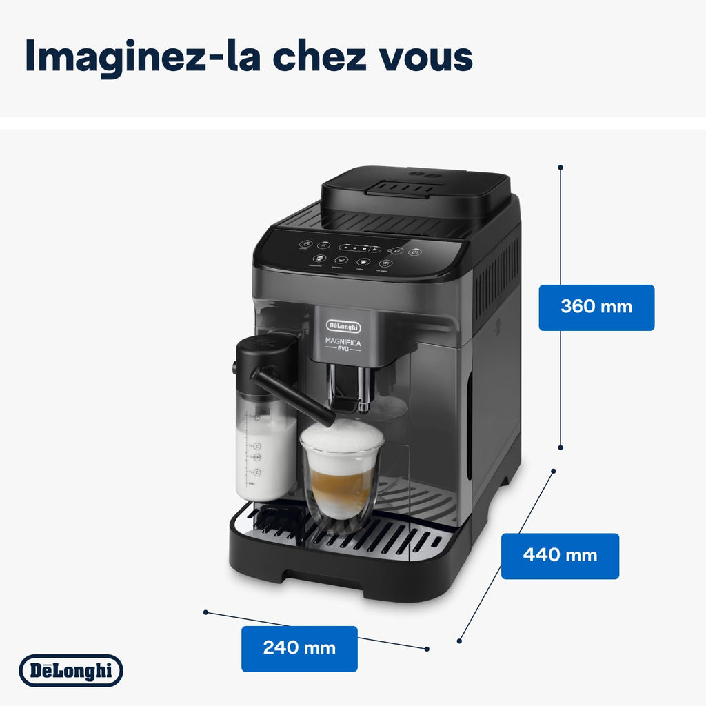 Magnifica Evo - Perfetto Machine à Café Automatique avec LatteCrema Mousseur à Lait Automatique