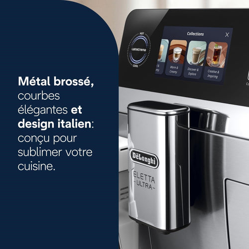 Eletta Ultra - Perfetto Machine à Café Automatique, LatteCrema Mousseur à Lait Automatique, Métal