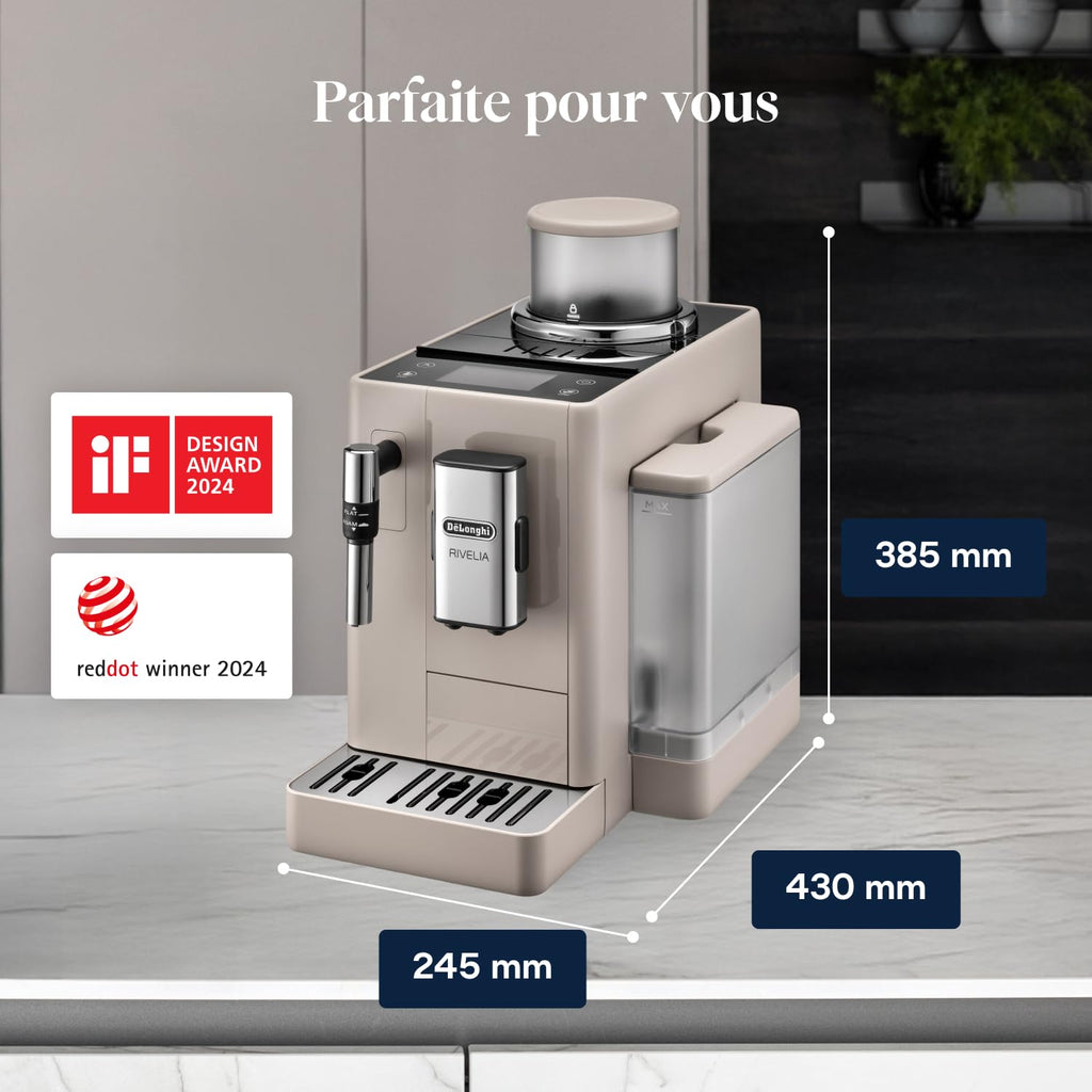Rivelia - Perfetto Machine à Café Automatique, Mousseur à Lait Classique, Beige
