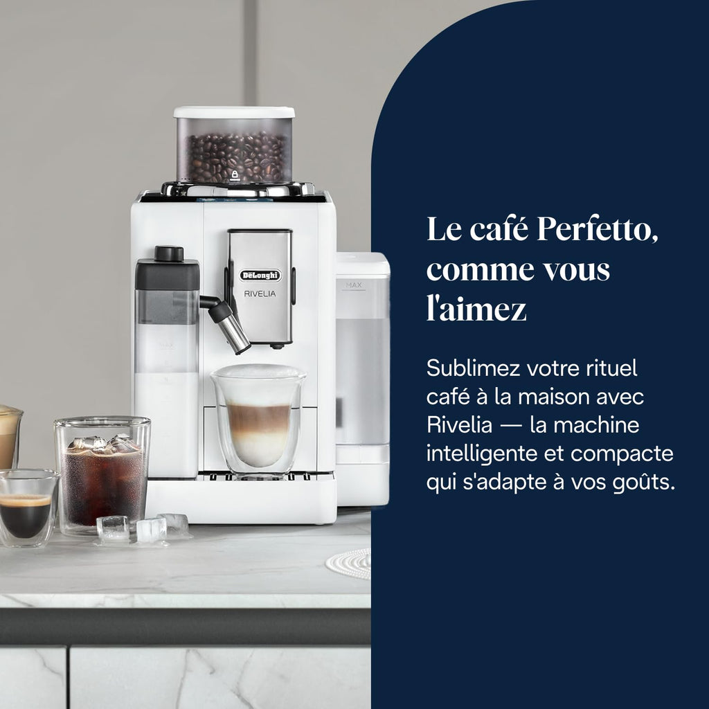 Rivelia - Perfetto Machine à Café Automatique avec LatteCrema Mousseur, Blanc