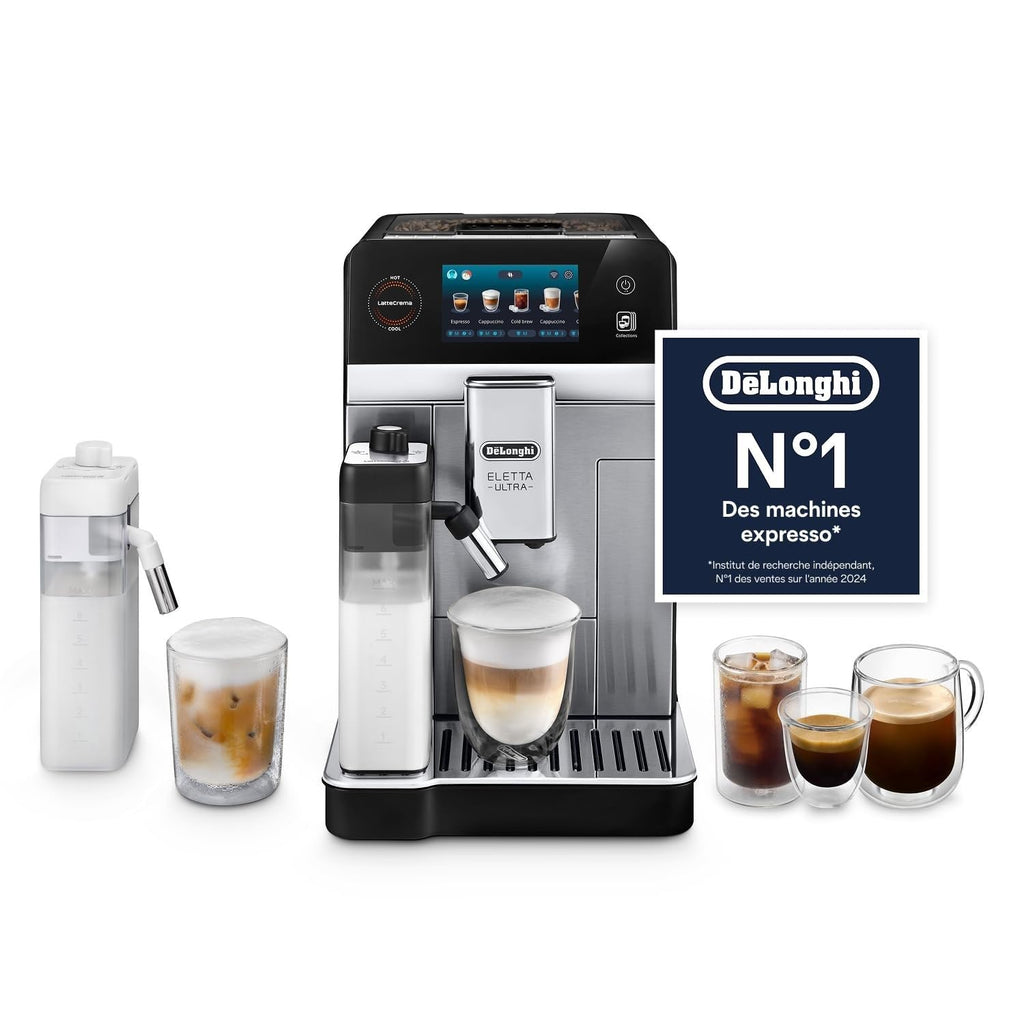 Eletta Ultra - Perfetto Machine à Café Automatique, LatteCrema Mousseur à Lait Automatique, Métal