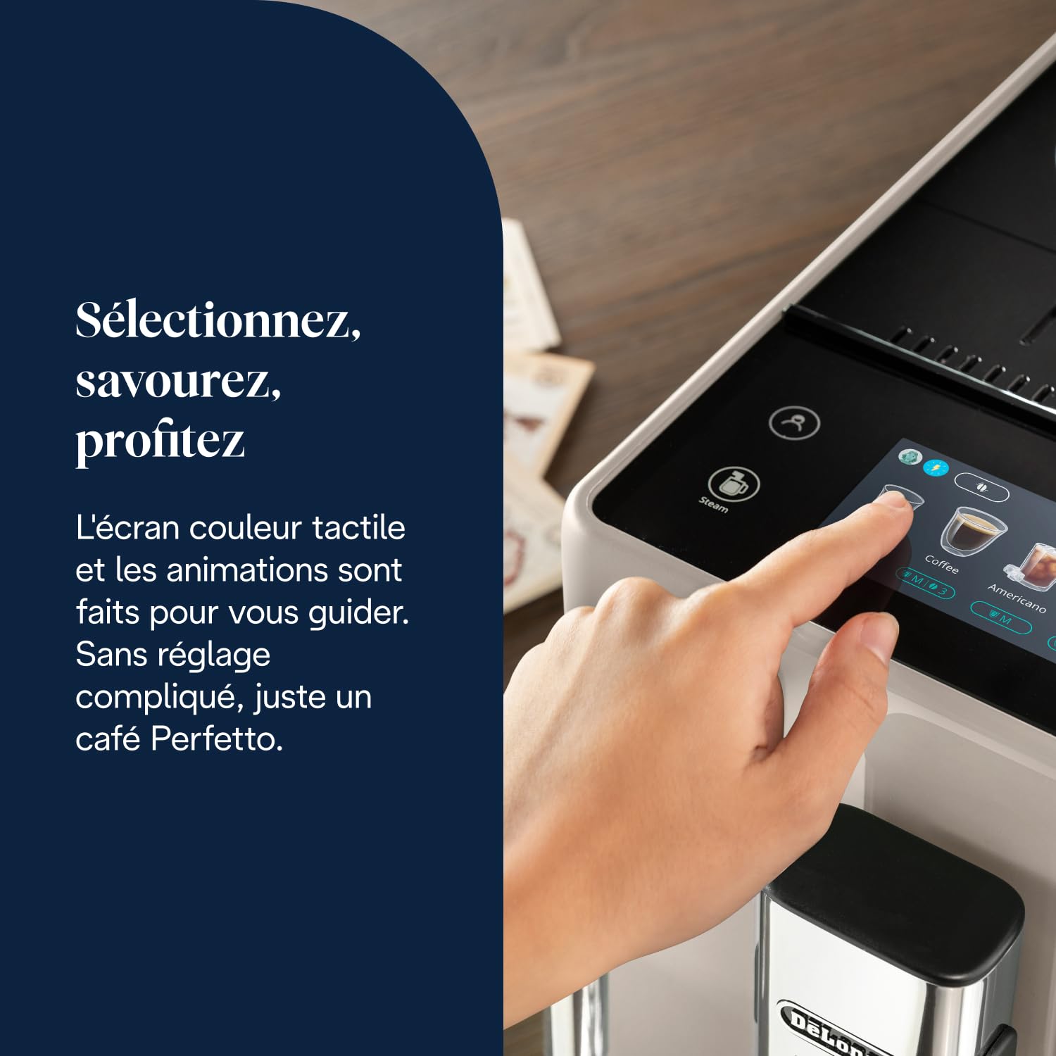 Rivelia - Perfetto Machine à Café Automatique, Mousseur à Lait Classique, Beige