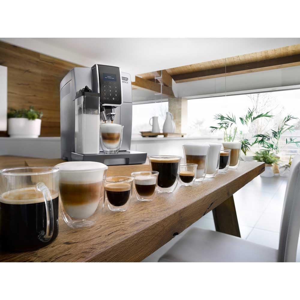 Dinamica Machine à Café Grain, Machine Expresso et Cappuccino, 1.8L, Argent