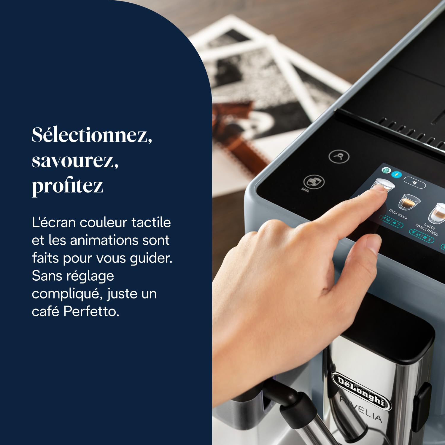 Rivelia - Perfetto Machine à Café Automatique, Écran Tactile, Gris