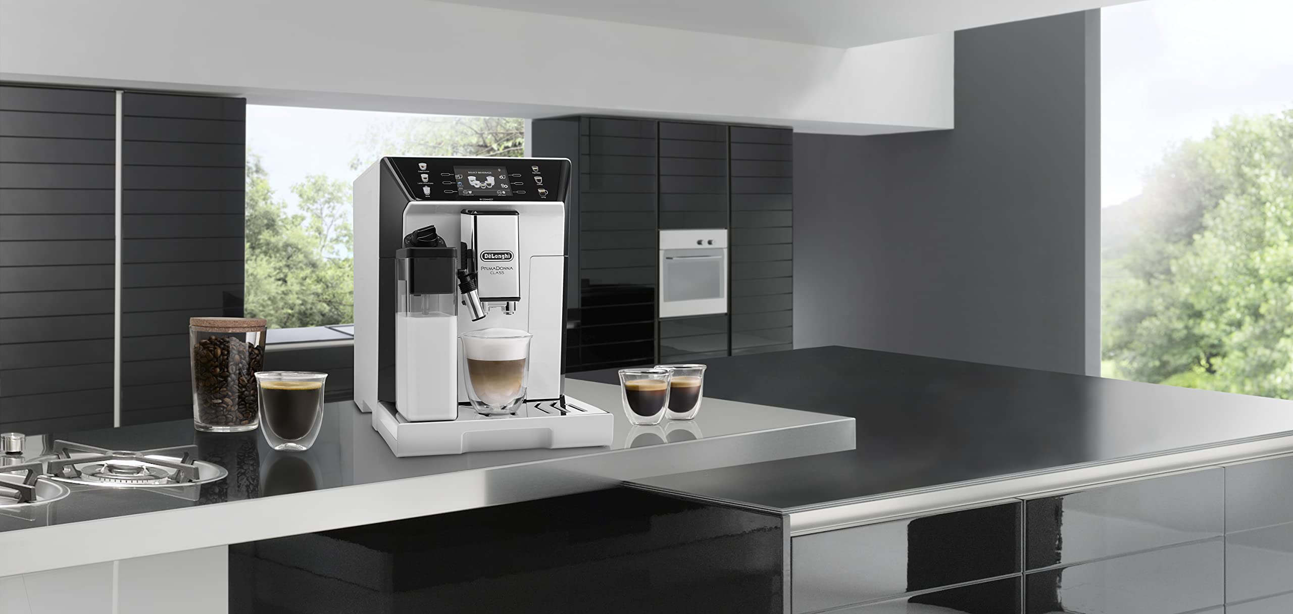 PrimaDonna Class, Machine à Café Grain, Machine Expresso et Cappuccino, 1450W, 2L, Blanc