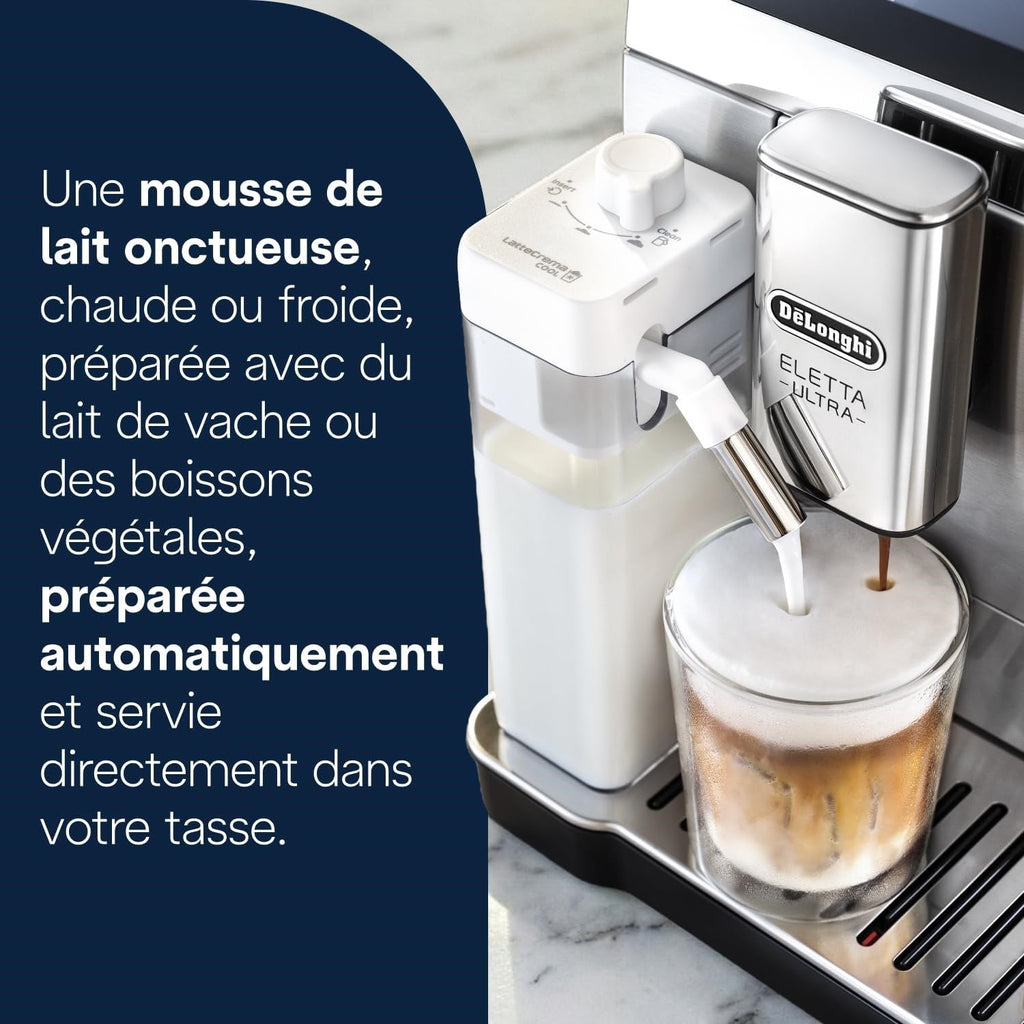 Eletta Ultra - Perfetto Machine à Café Automatique, LatteCrema Mousseur à Lait Automatique, Métal