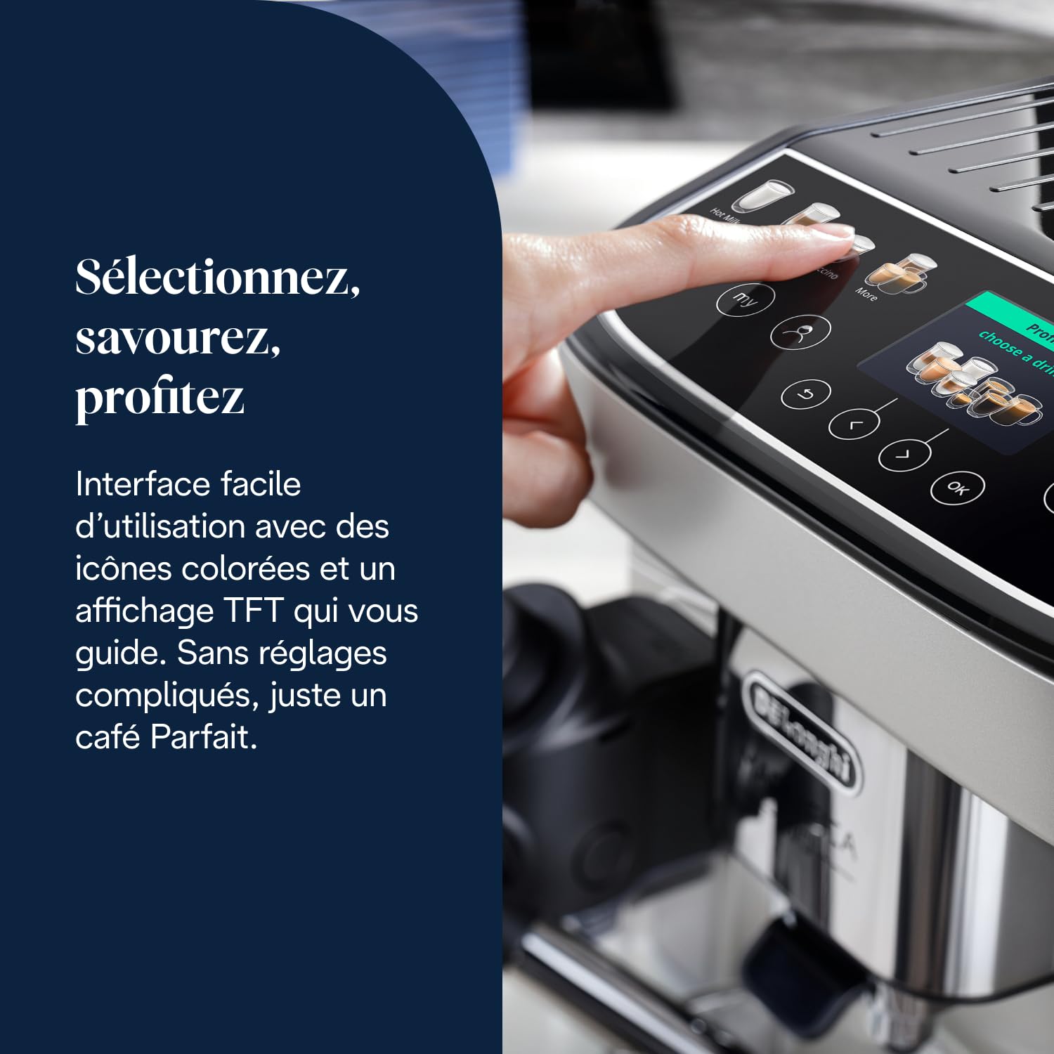 Magnifica Evo Next - Perfetto Machine à Café Automatique avec LatteCrema Mousseur, Argent et Noir