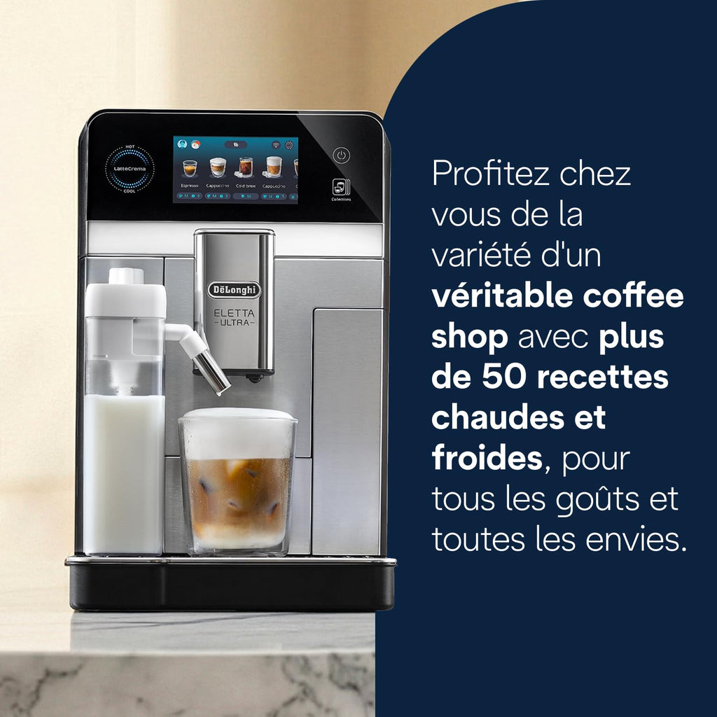 Eletta Ultra - Perfetto Machine à Café Automatique, LatteCrema Mousseur à Lait Automatique, Métal
