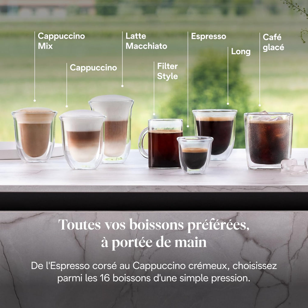 Rivelia - Perfetto Machine à Café Automatique avec LatteCrema Mousseur, Blanc