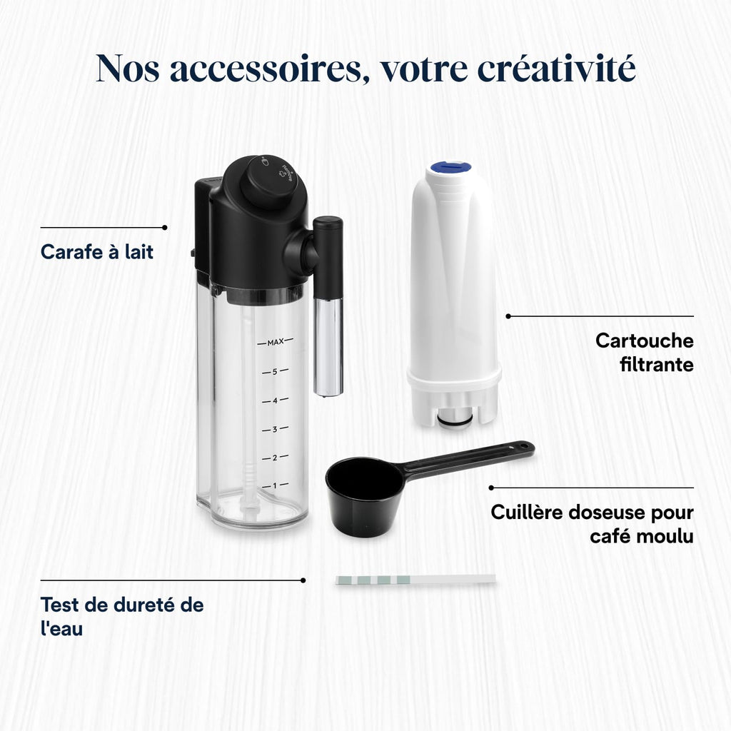 Magnifica Evo Next - Perfetto Machine à Café Automatique avec LatteCrema Mousseur, Argent et Noir