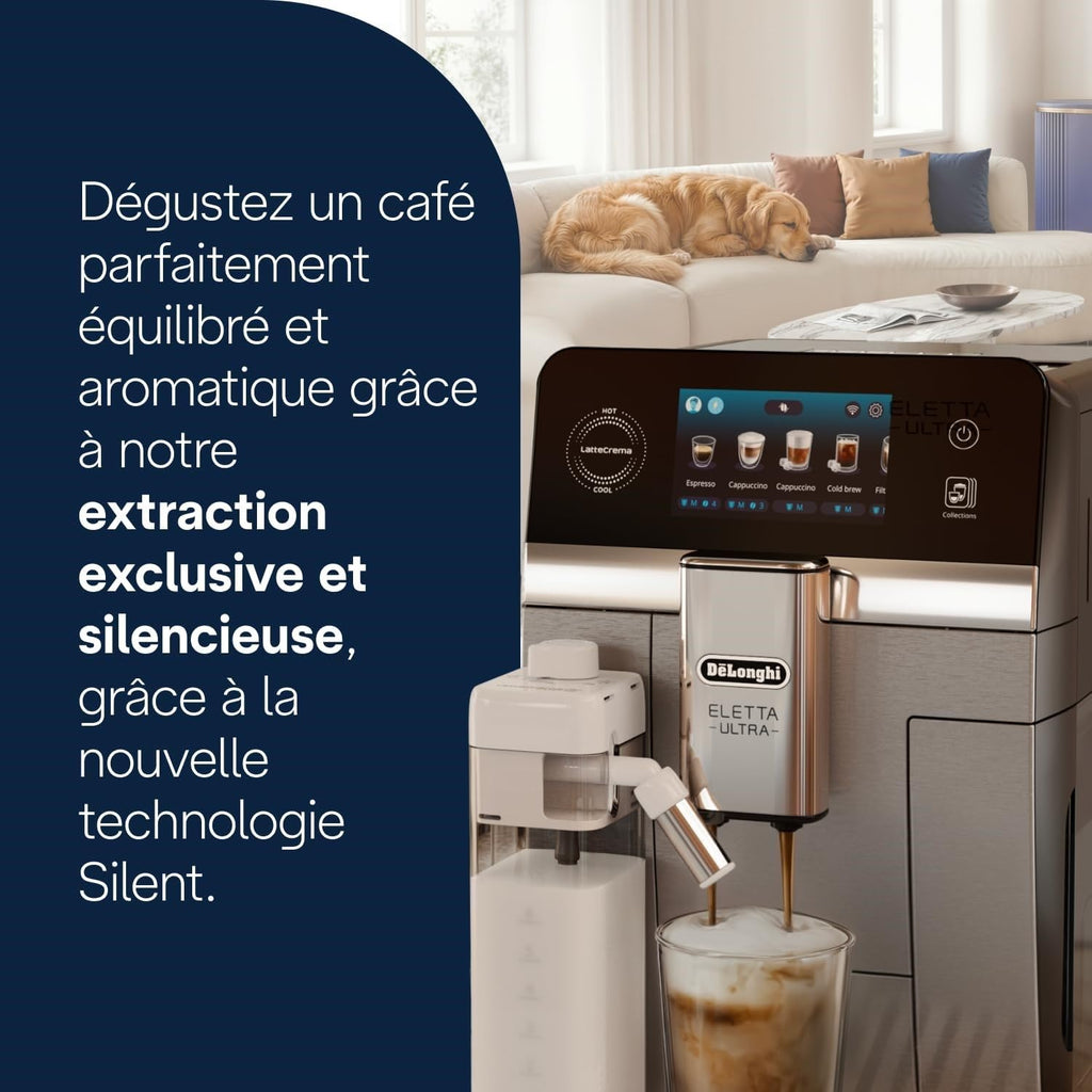 Eletta Ultra - Perfetto Machine à Café Automatique, LatteCrema Mousseur à Lait Automatique, Métal