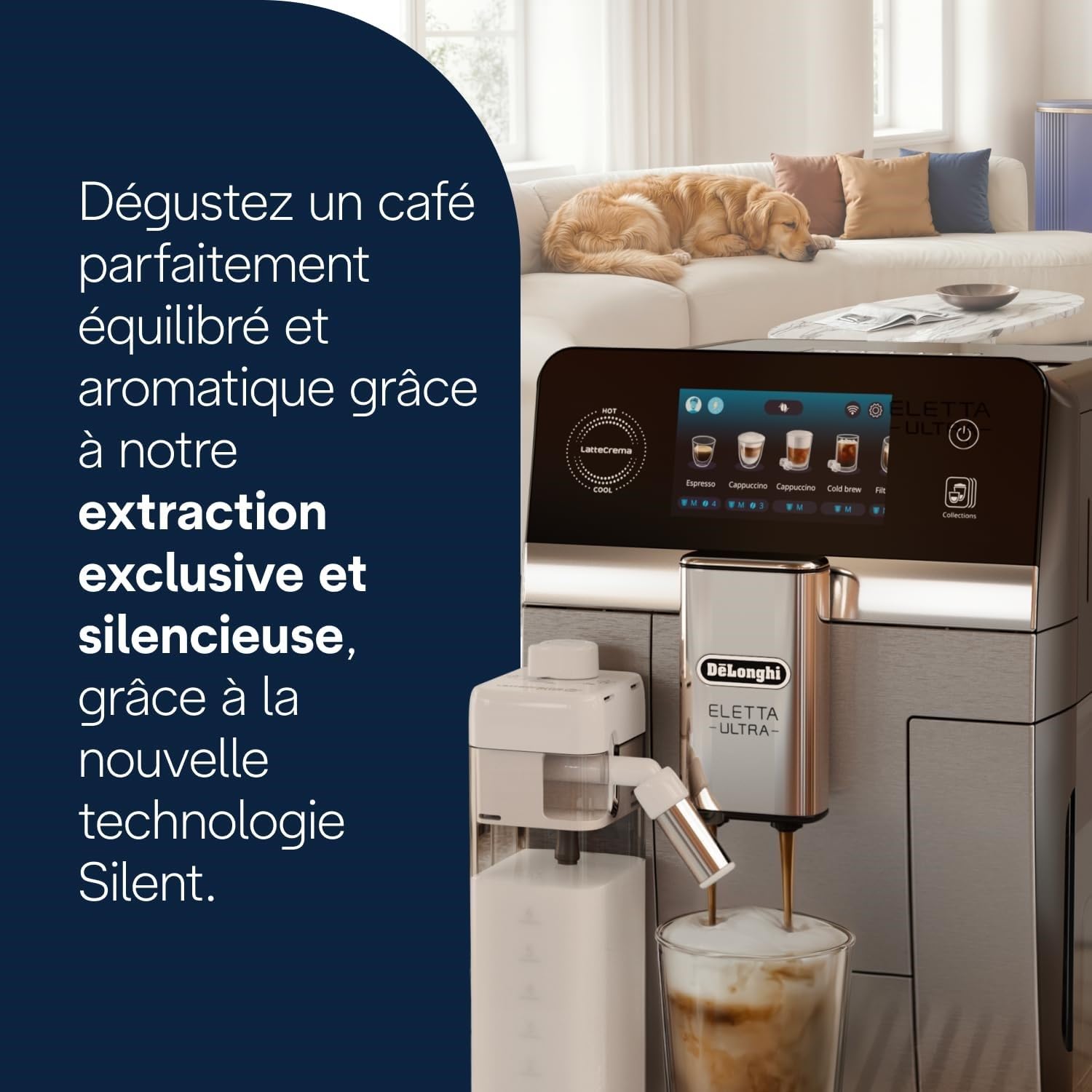 Eletta Ultra - Perfetto Machine à Café Automatique, LatteCrema Mousseur à Lait Automatique, Métal