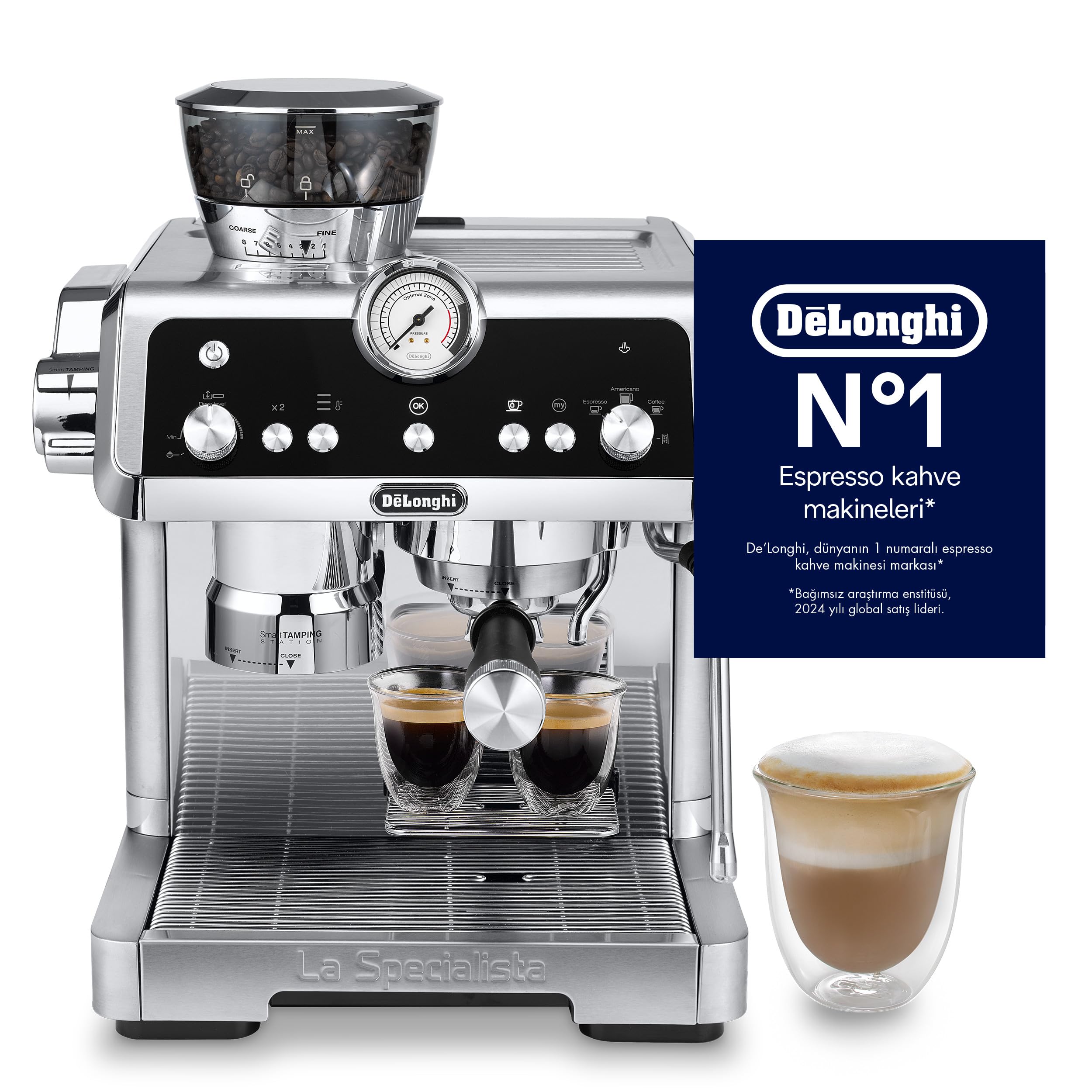 Specialista Prestigio Machine à café, expresso et cappuccino avec pompe, en grains Métallique